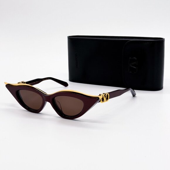 NEW VALENTINO V-GOLDCUT VLS-114B BORDEAUX WOMEN CAT EYE SUNGLASSES VALENTINO - Picture 3 of 14